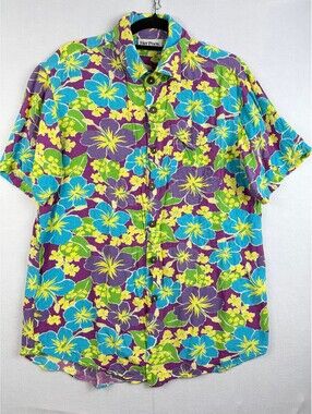 Vintage Her Pony Women’s Large Hawaiian Shirt Floral